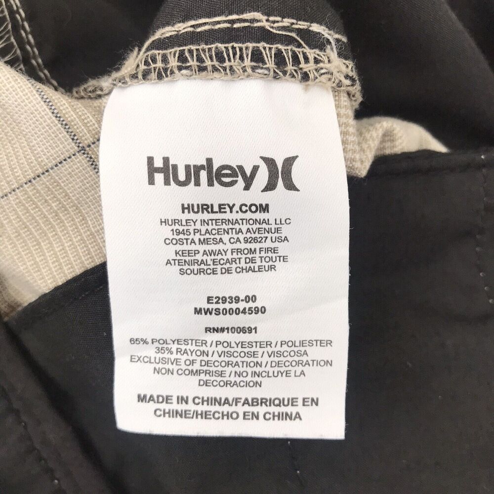 Hurley Golf Chino Plaid Shorts Men's Size 38 Khaki Checkered Flat Front Pockets - Picture 15 of 16